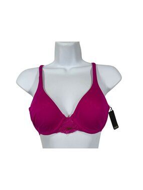 BeMe New York Womens Push-Up Demi Lace Bra 34A Adjustable Straps Vibrant Pink